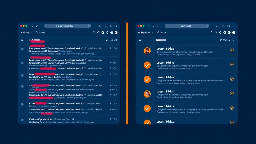 Before and after email inbox